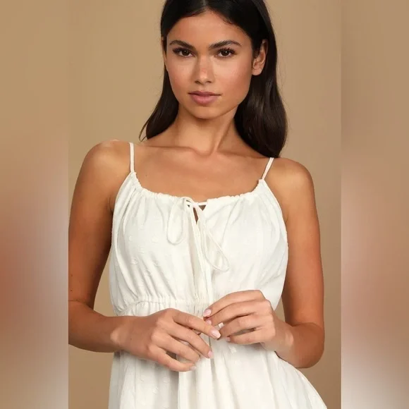 New! Lulus Wishing for Sunshine White Maxi Dress size Medium - Picture 2 of 15